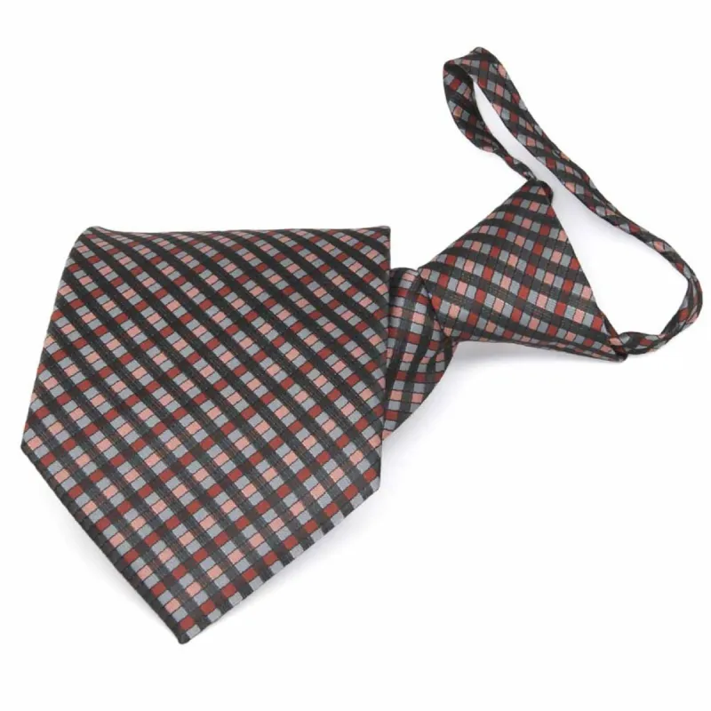 Terracotta George Plaid Zipper Tie sold by TieMart