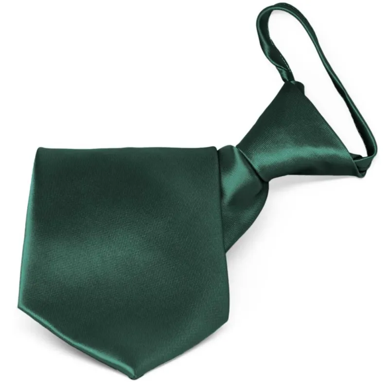 Hunter Green Solid Color Zipper Tie sold by TieMart