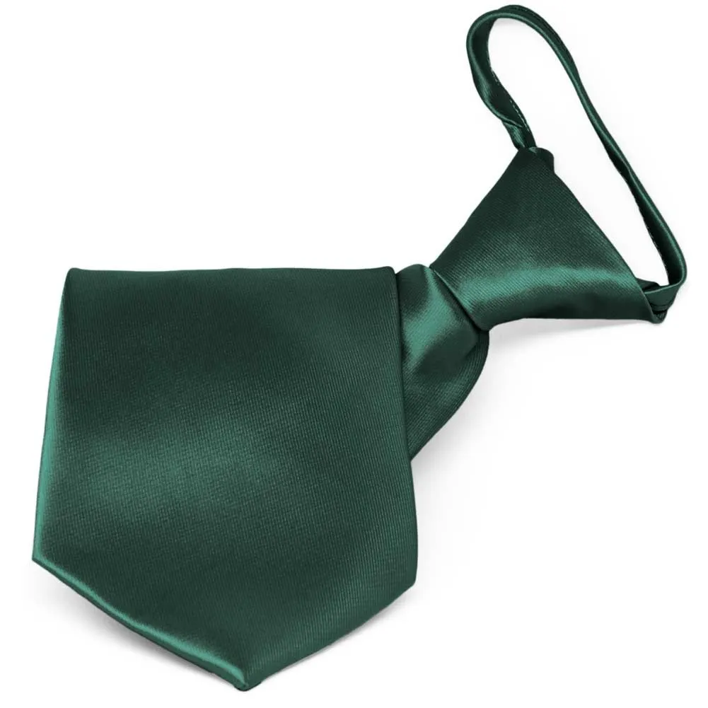Hunter Green Solid Color Zipper Tie sold by TieMart