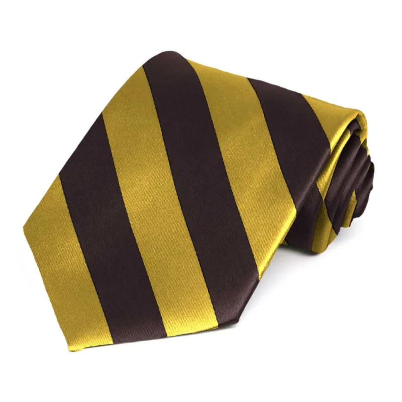 Brown and Gold Striped Tie sold by TieMart