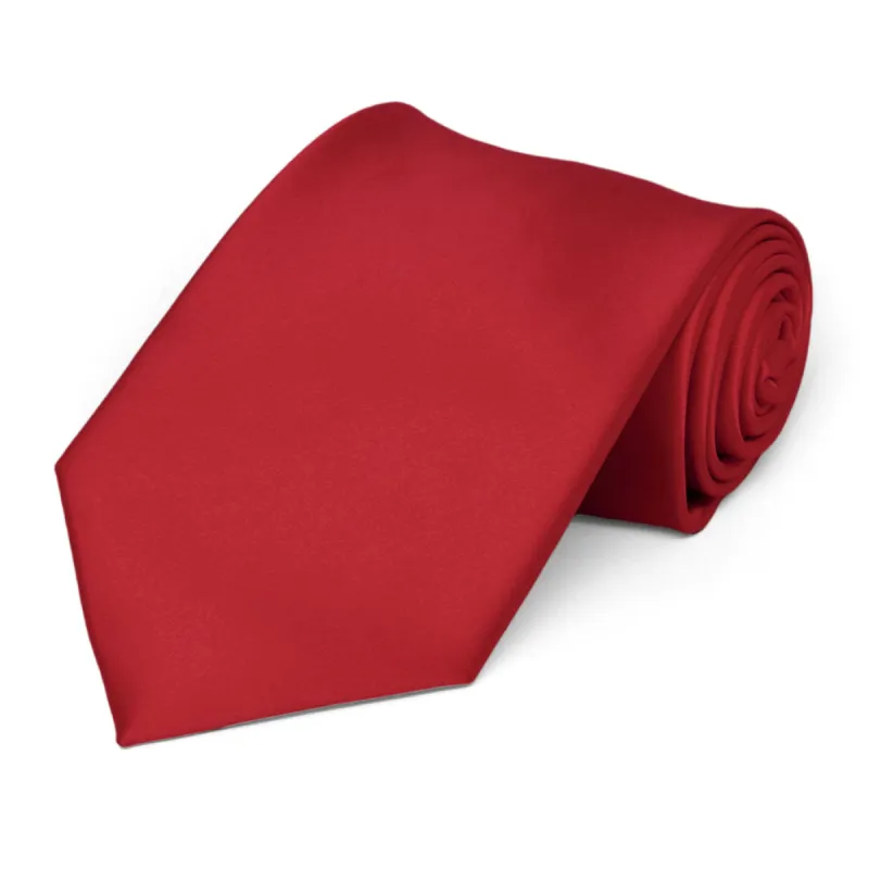 Red Premium Extra Long Solid Color Necktie sold by TieMart