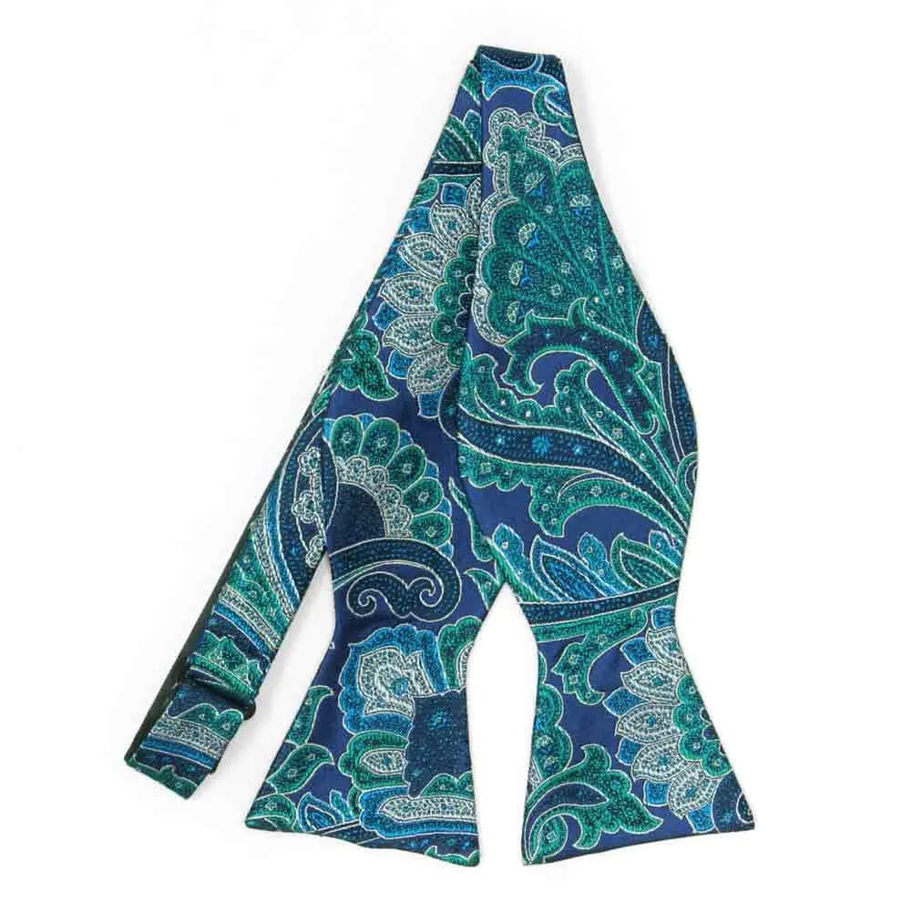 Blue Velvet Sergeant Paisley Silk Self-Tie Bow Tie sold by TieMart