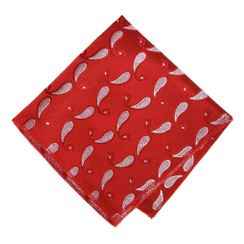 Red Fairport Paisley Pocket Square sold by TieMart