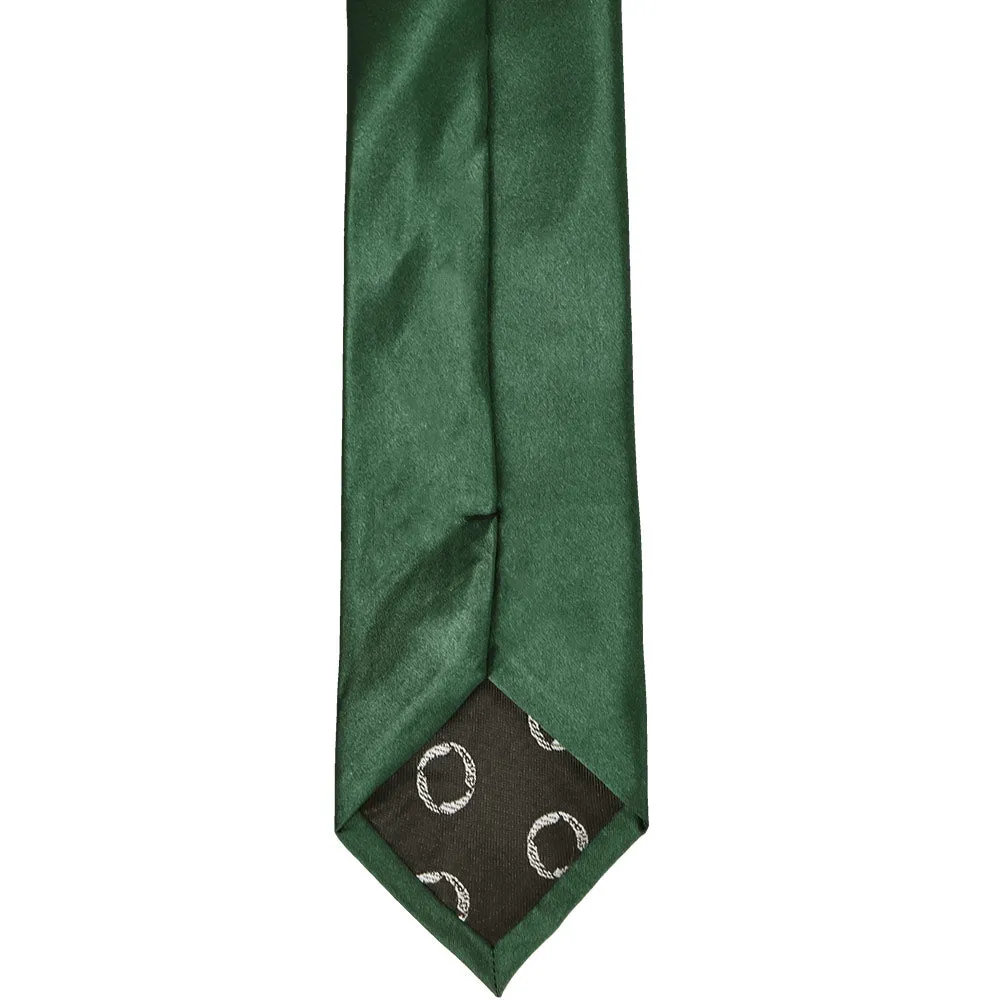 Forest Green Slim Solid Color Necktie, 2.5" Width sold by TieMart product image thumbnail 4