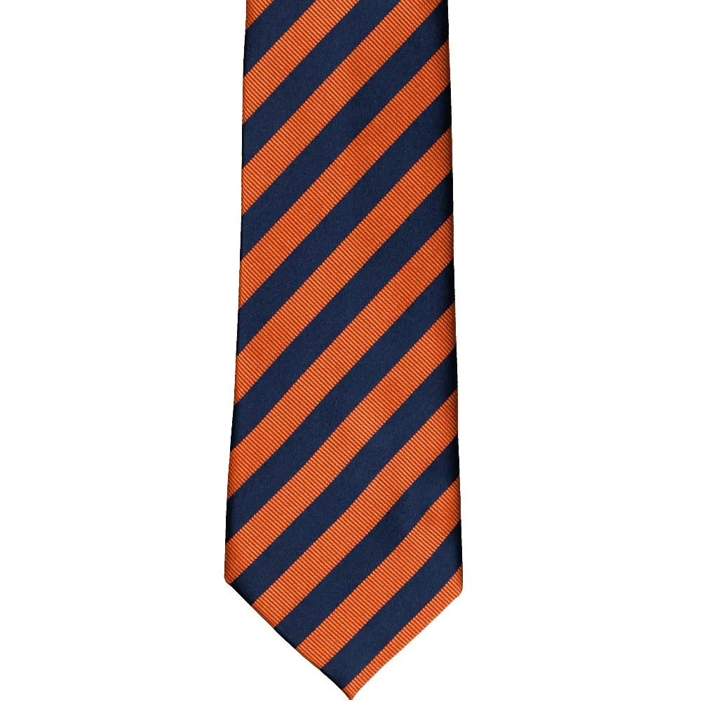Navy Blue and Orange Formal Striped Tie sold by TieMart product image thumbnail 2