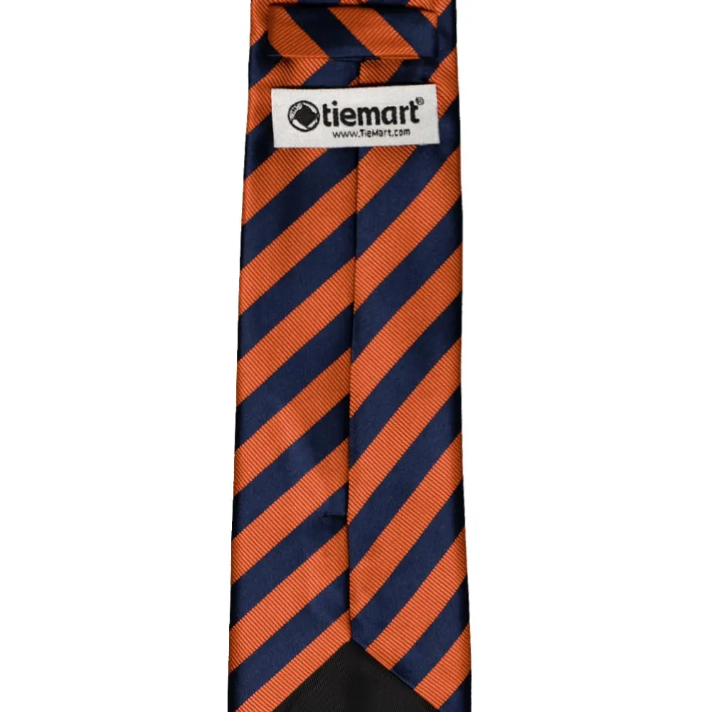 Navy Blue and Orange Formal Striped Tie sold by TieMart product image thumbnail 3