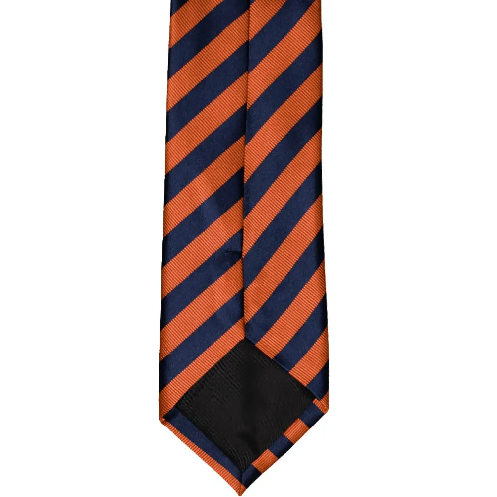 Navy Blue and Orange Formal Striped Tie sold by TieMart product image thumbnail 4