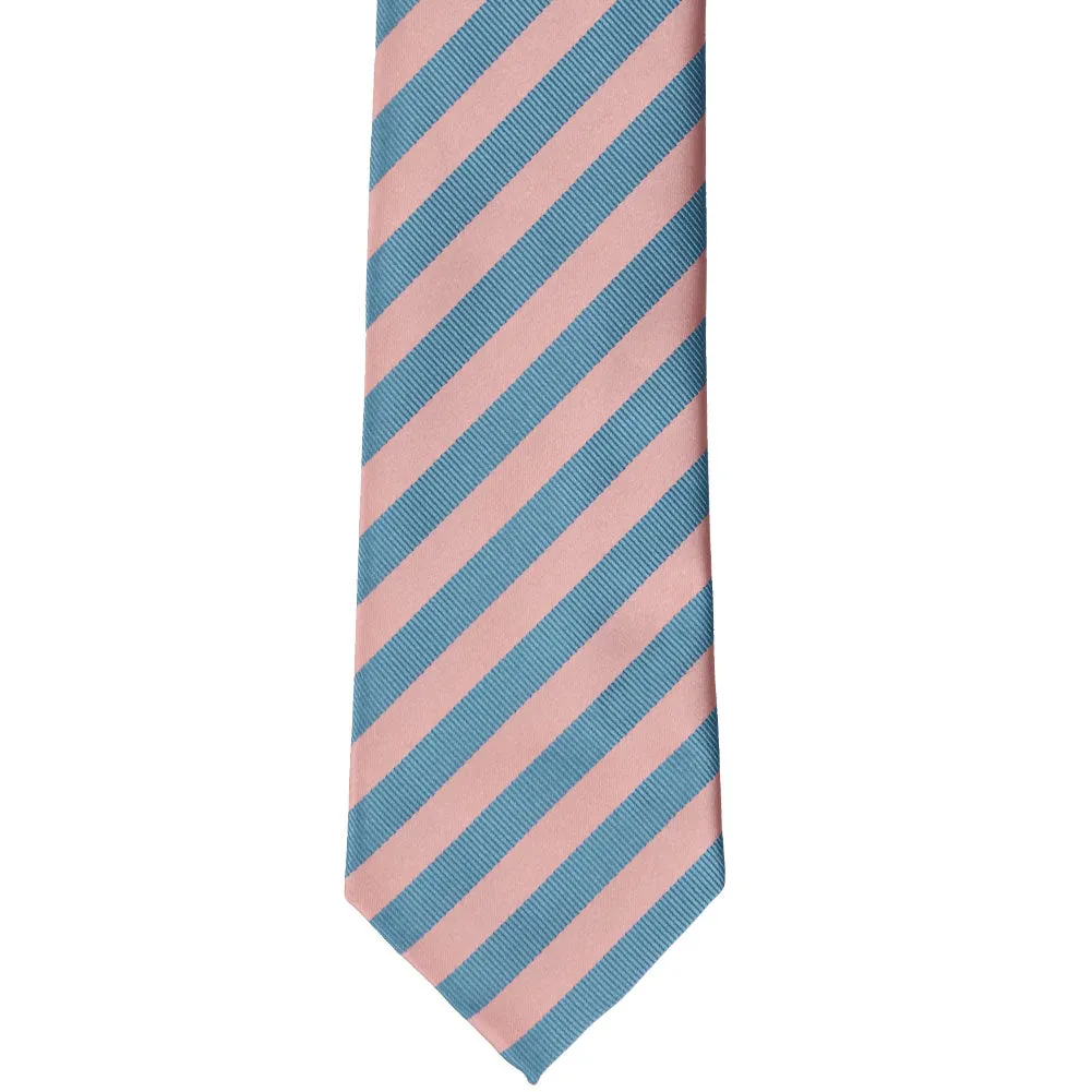 Dusty Pink and Blue Formal Striped Tie sold by TieMart product image thumbnail 2