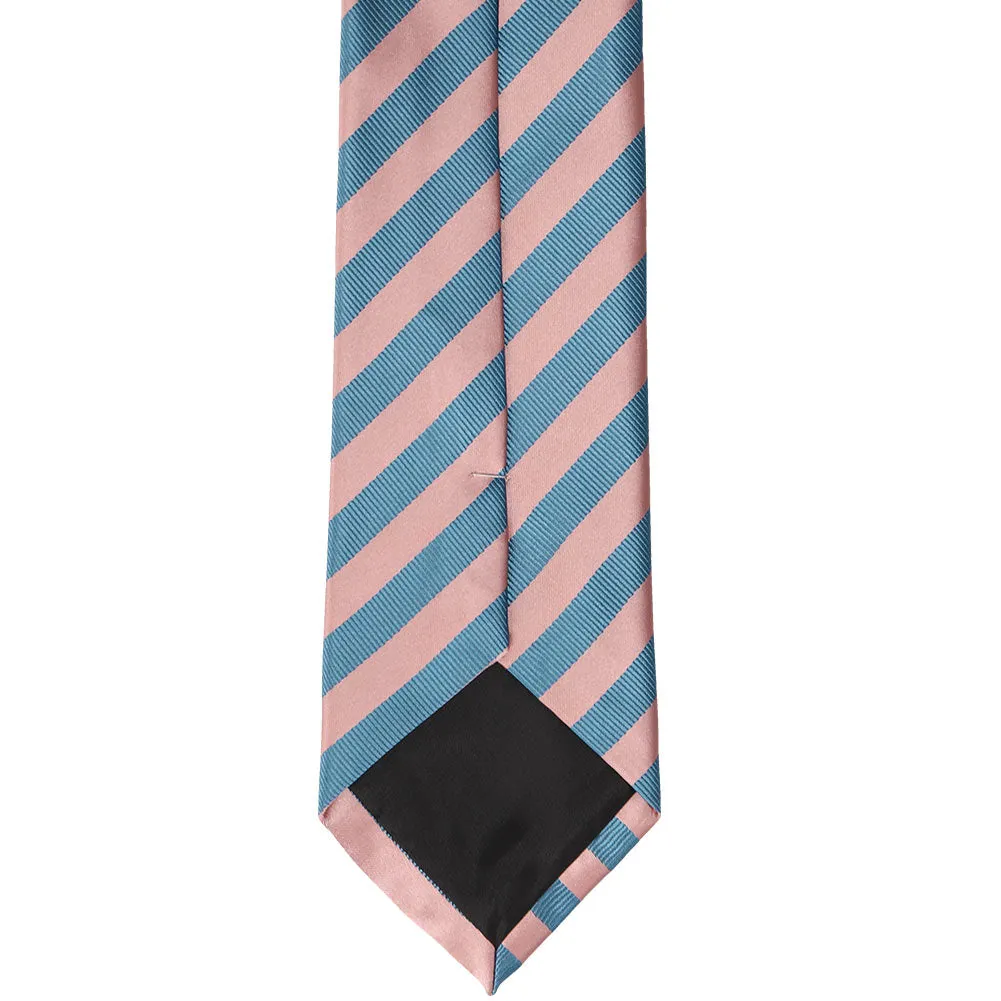 Dusty Pink and Blue Formal Striped Tie sold by TieMart product image thumbnail 4