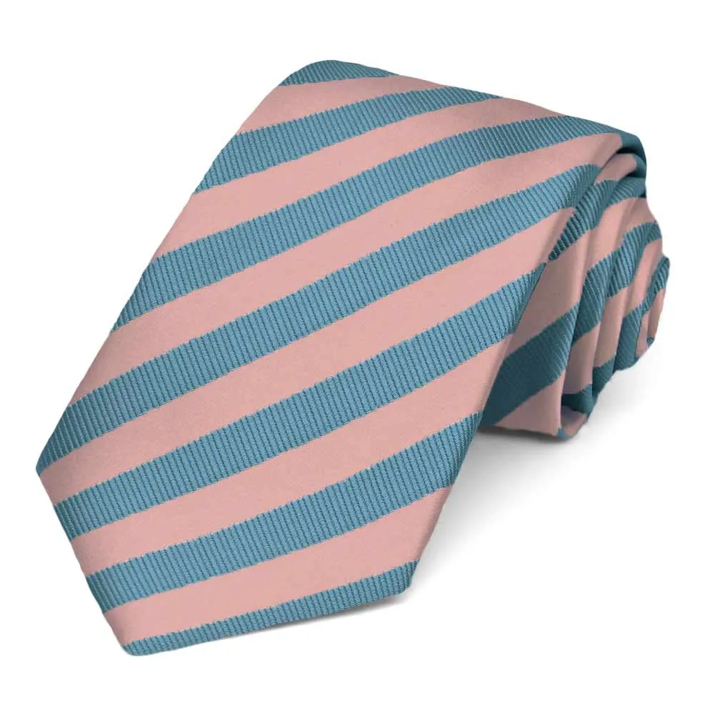 Dusty Pink and Blue Formal Striped Tie sold by TieMart