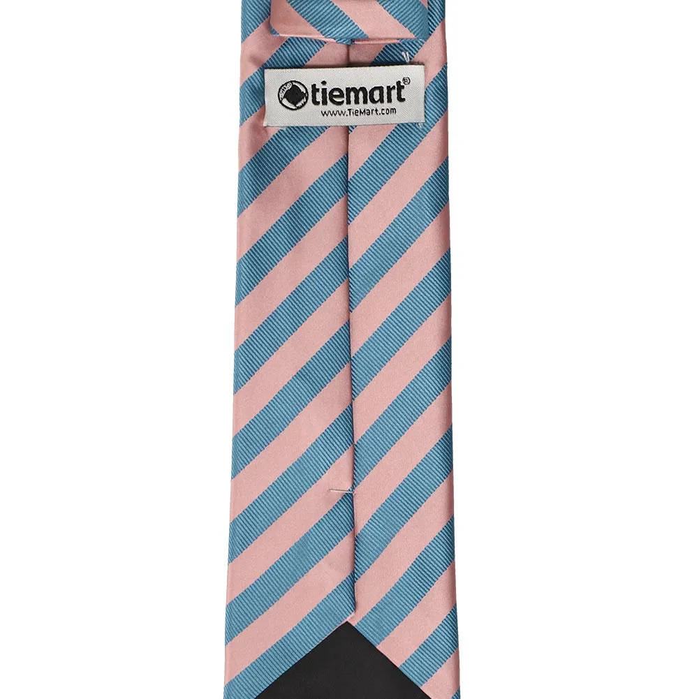 Dusty Pink and Blue Formal Striped Tie sold by TieMart product image thumbnail 3