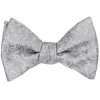 Light Silver Groom Floral Silk Self-Tie Bow Tie sold by TieMart