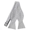 Light Silver Groom Floral Silk Self-Tie Bow Tie sold by TieMart