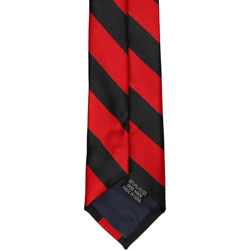 Red and Black Striped Slim Tie, 2.5" Width sold by TieMart product image thumbnail 4
