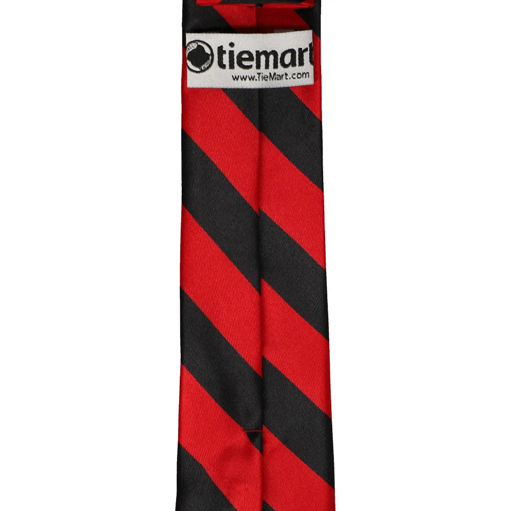 Red and Black Striped Slim Tie, 2.5" Width sold by TieMart product image thumbnail 3