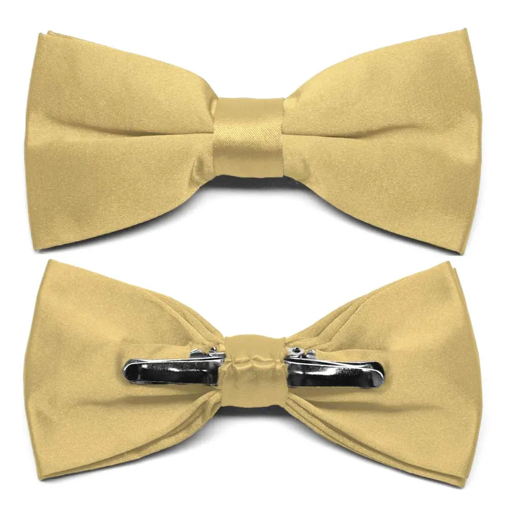 Pale Gold Clip-On Bow Tie sold by TieMart