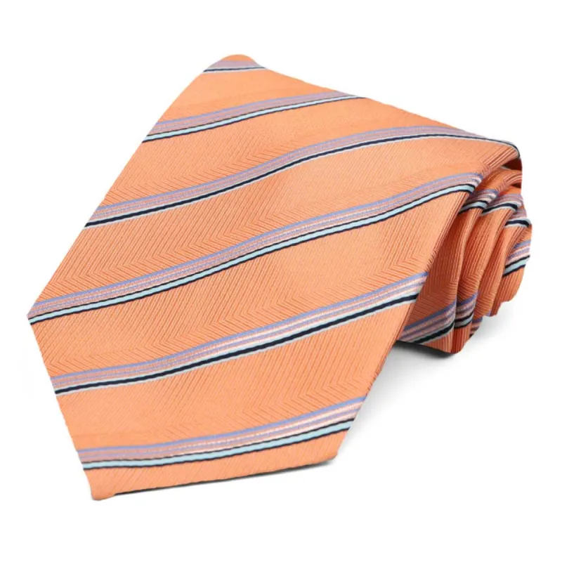 Bright Tangerine Hayward Striped Necktie sold by TieMart