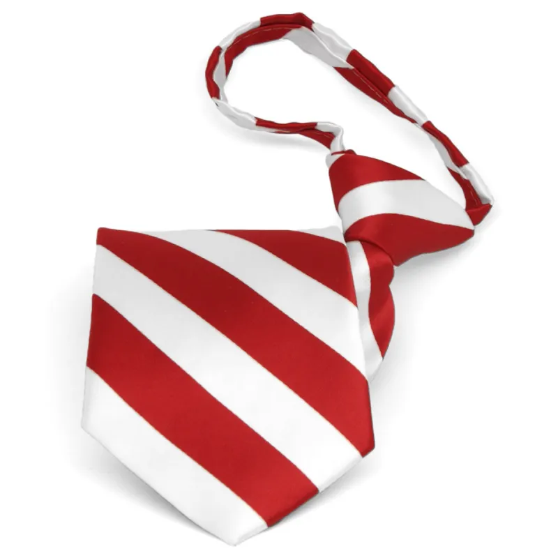 Red and White Striped Zipper Tie sold by TieMart