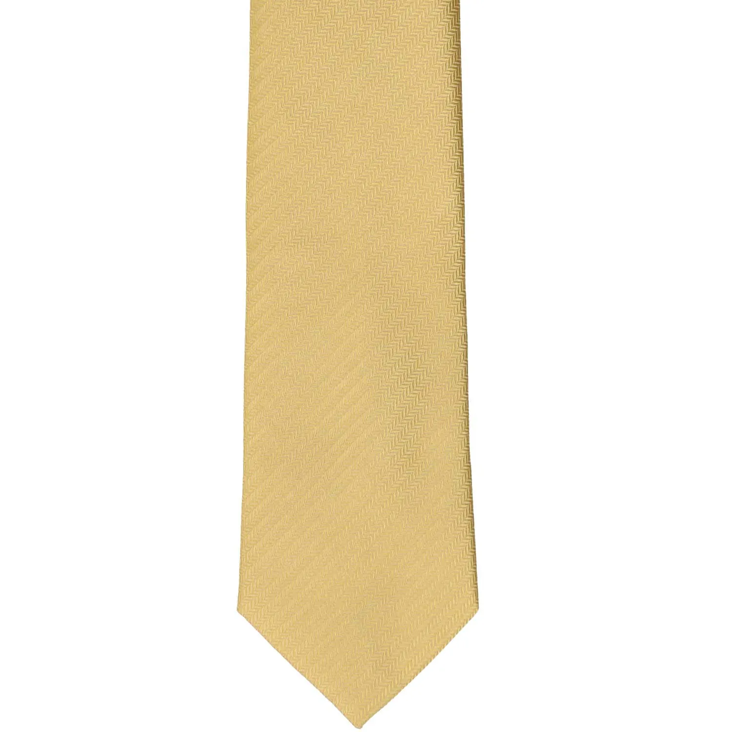 Pale Gold Herringbone Silk Slim Necktie, 2.5" Width sold by TieMart product image thumbnail 2