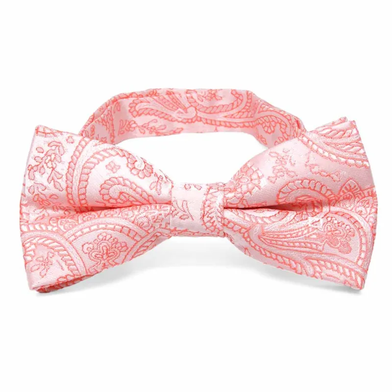 Coral Clara Paisley Band Collar Bow Tie sold by TieMart