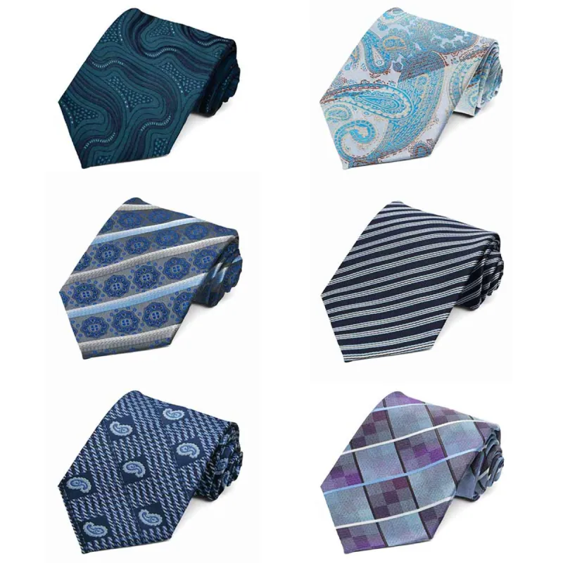 Blue Patterned Neckties, 6-Pack sold by TieMart
