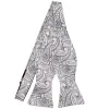 Pale Silver and Gray Rushmore Paisley Self-Tie Bow Tie sold by TieMart