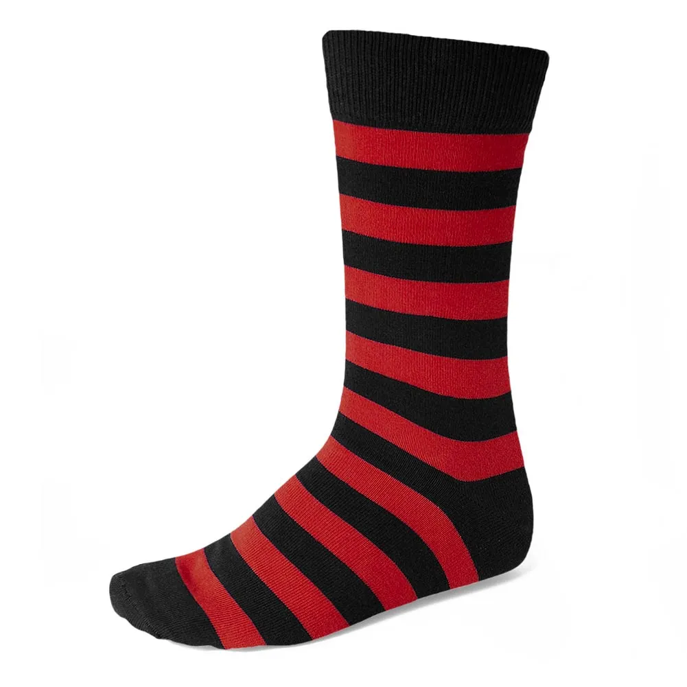 Men's Red and Black Striped Socks sold by TieMart