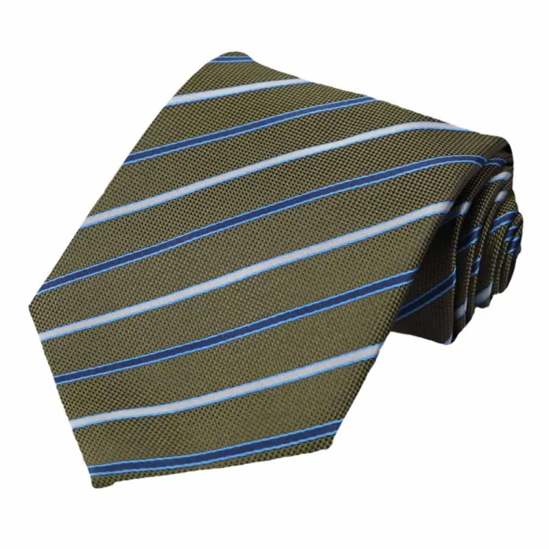 Dark Olive Stanley Striped Necktie sold by TieMart