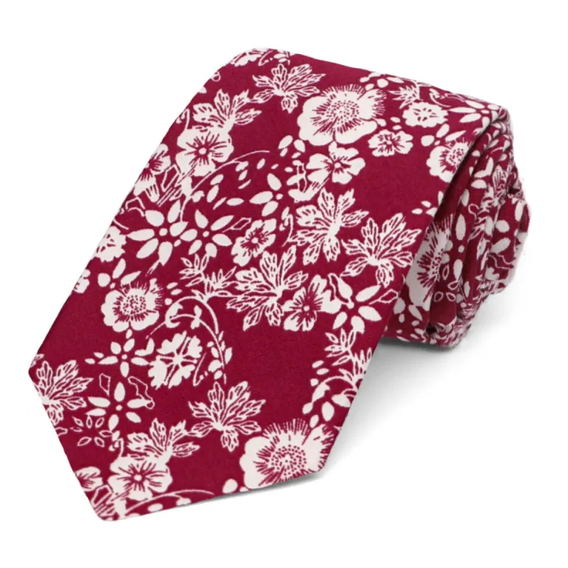 Burgundy Calabasas Floral Tie sold by TieMart