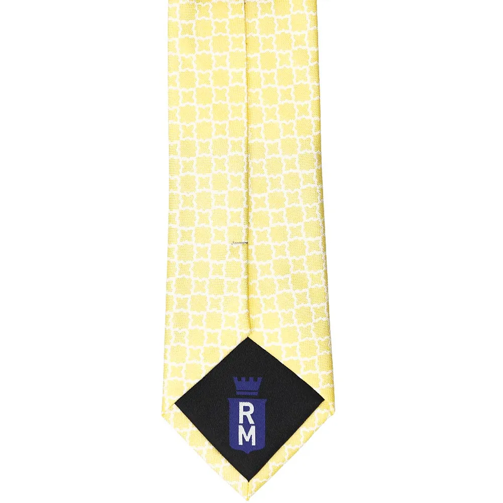 Saffron Yellow Moroccan Trellis Cotton/Silk Narrow Necktie, 3" Width sold by TieMart product image thumbnail 3