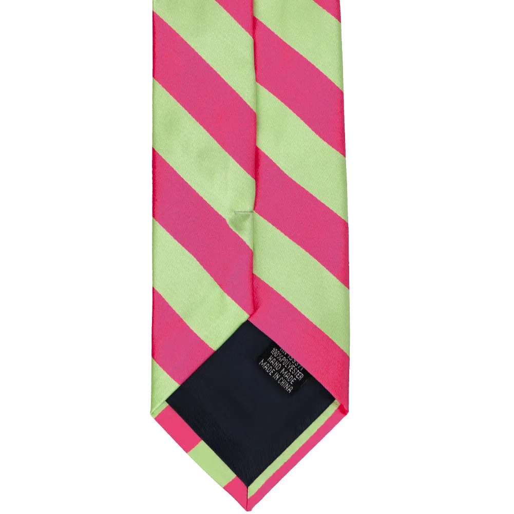 Hot Pink and Lime Green Striped Tie sold by TieMart product image thumbnail 5