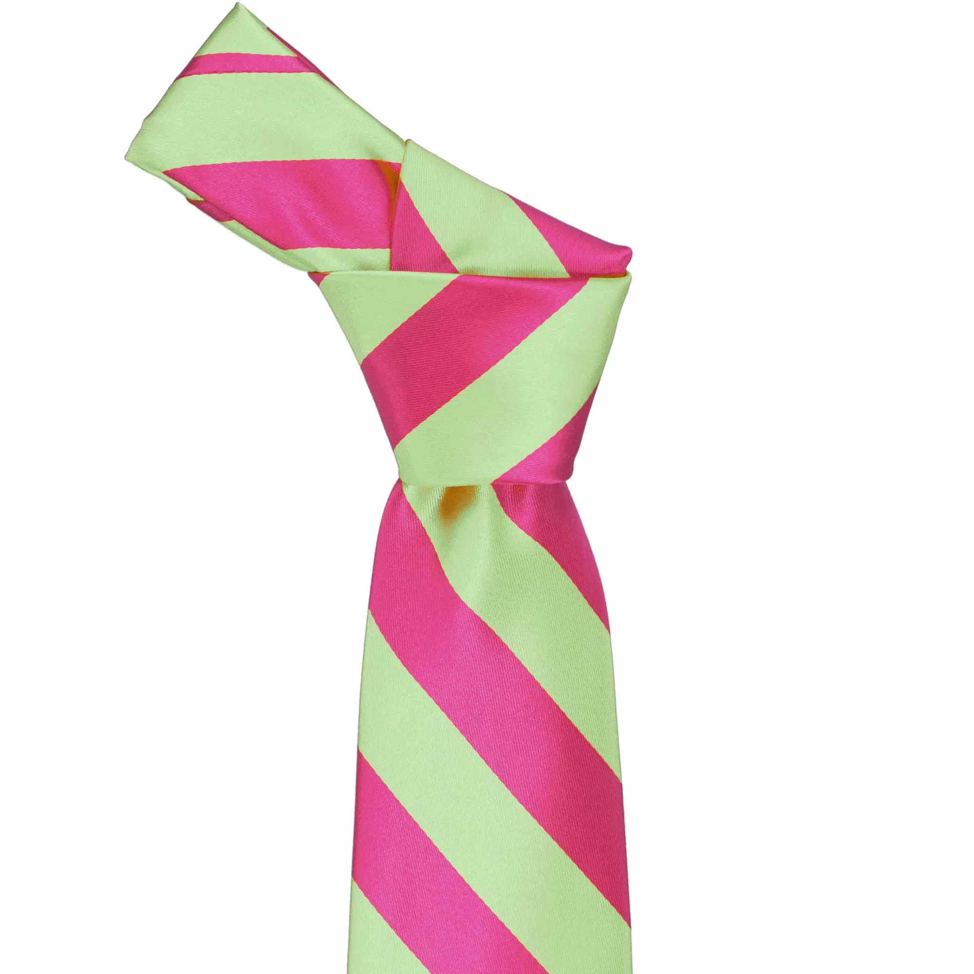 Hot Pink and Lime Green Striped Tie sold by TieMart product image thumbnail 2