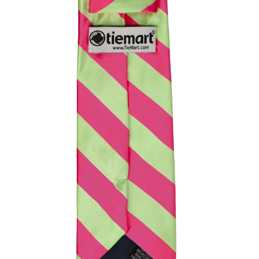 Hot Pink and Lime Green Striped Tie sold by TieMart product image thumbnail 4