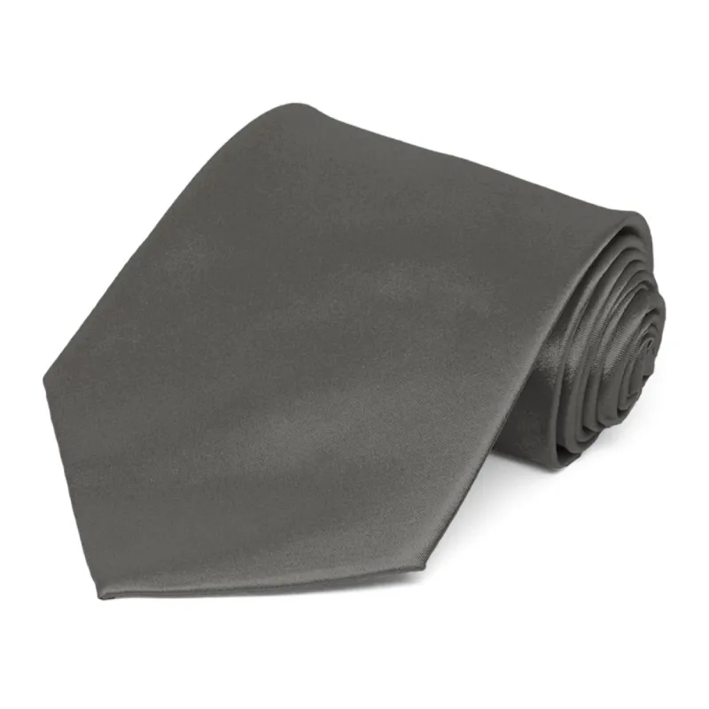 Graphite Gray Extra Long Solid Color Necktie sold by TieMart