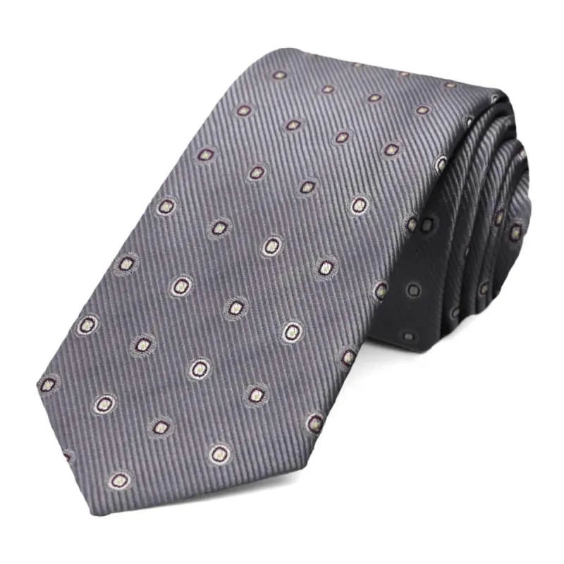 Dark Gray Willoughby Dotted Slim Necktie sold by TieMart