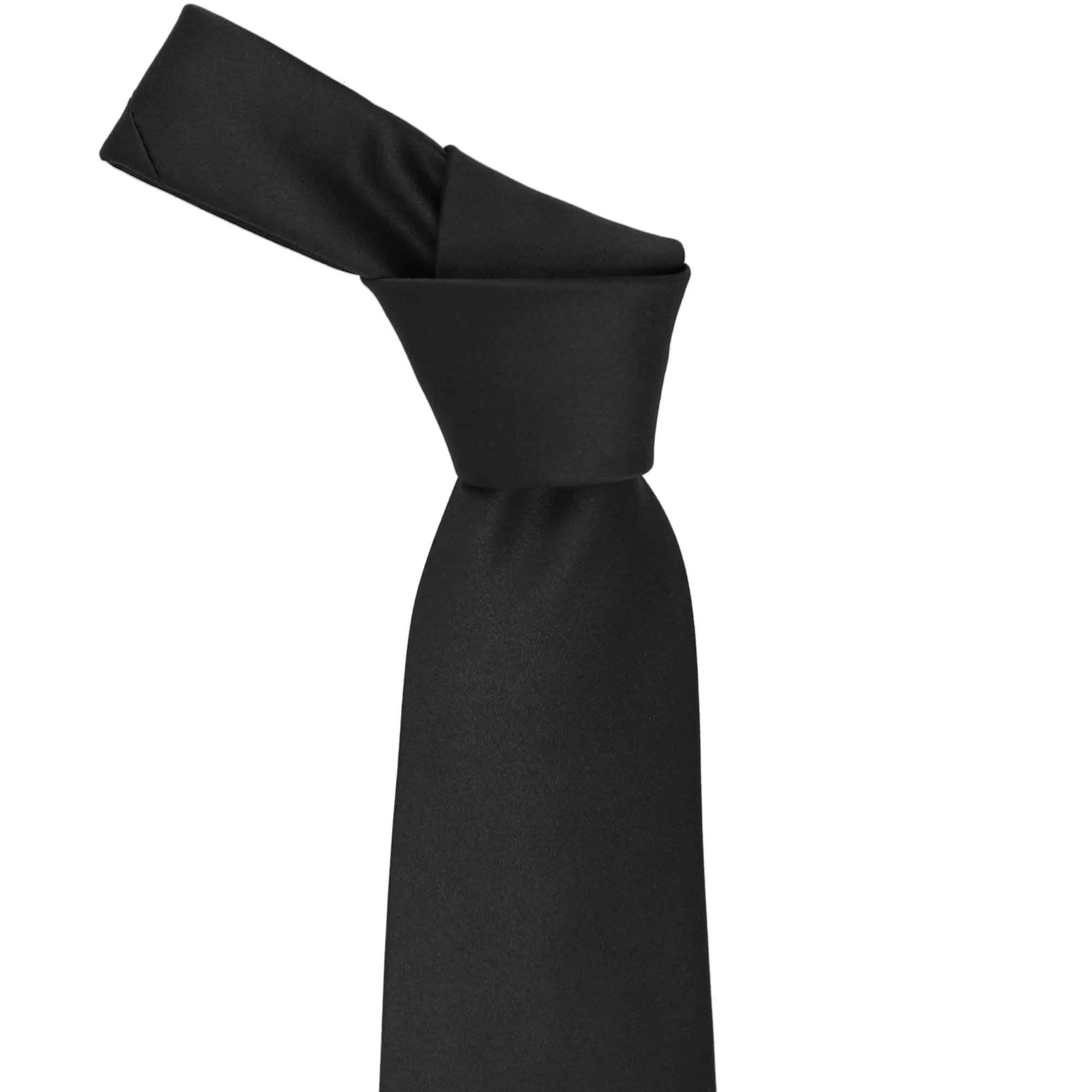 Black Solid Color Necktie sold by TieMart product image thumbnail 2