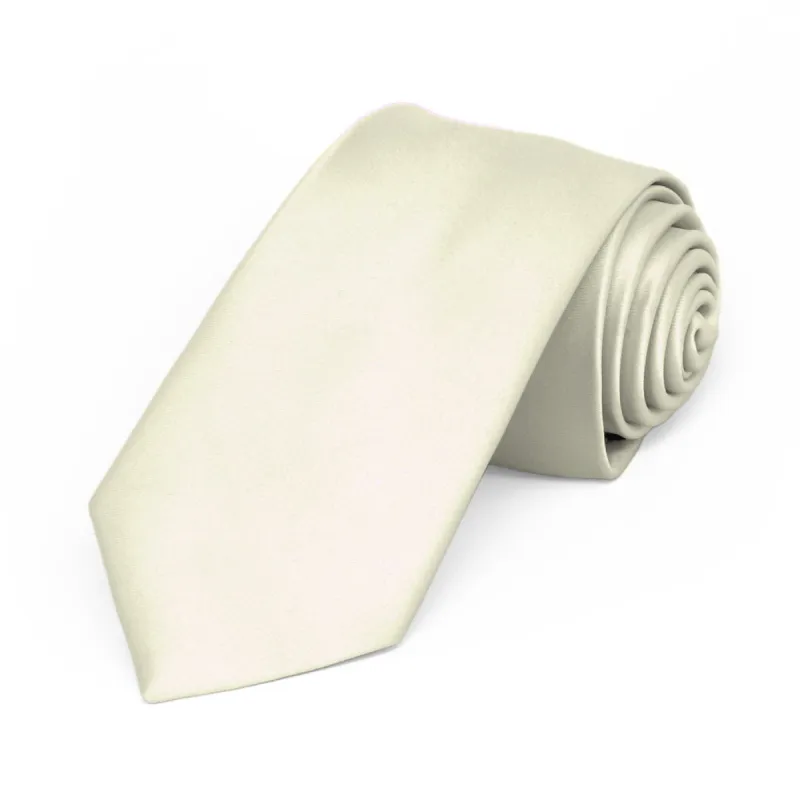 Ivory Premium Slim Necktie, 2.5" Width sold by TieMart