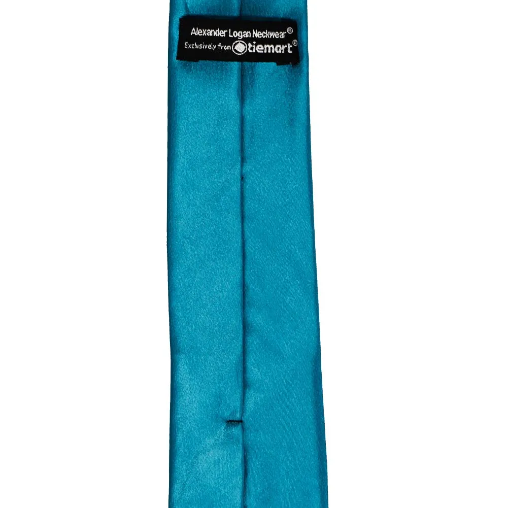 Caribbean Blue Slim Solid Color Necktie, 2.5" Width sold by TieMart product image thumbnail 3