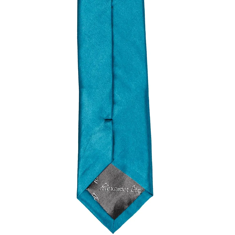 Caribbean Blue Slim Solid Color Necktie, 2.5" Width sold by TieMart product image thumbnail 4