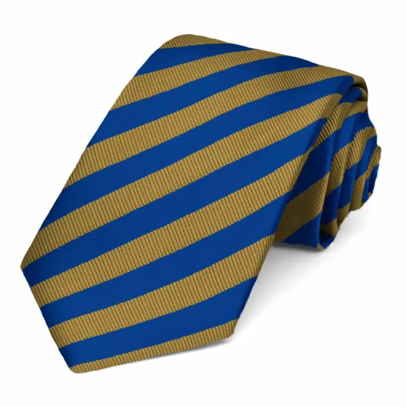 Blue and Old Gold Formal Striped Tie sold by TieMart