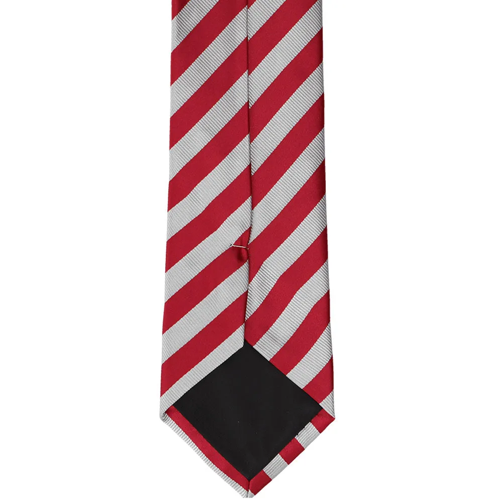 Red and Silver Formal Striped Tie sold by TieMart product image thumbnail 4