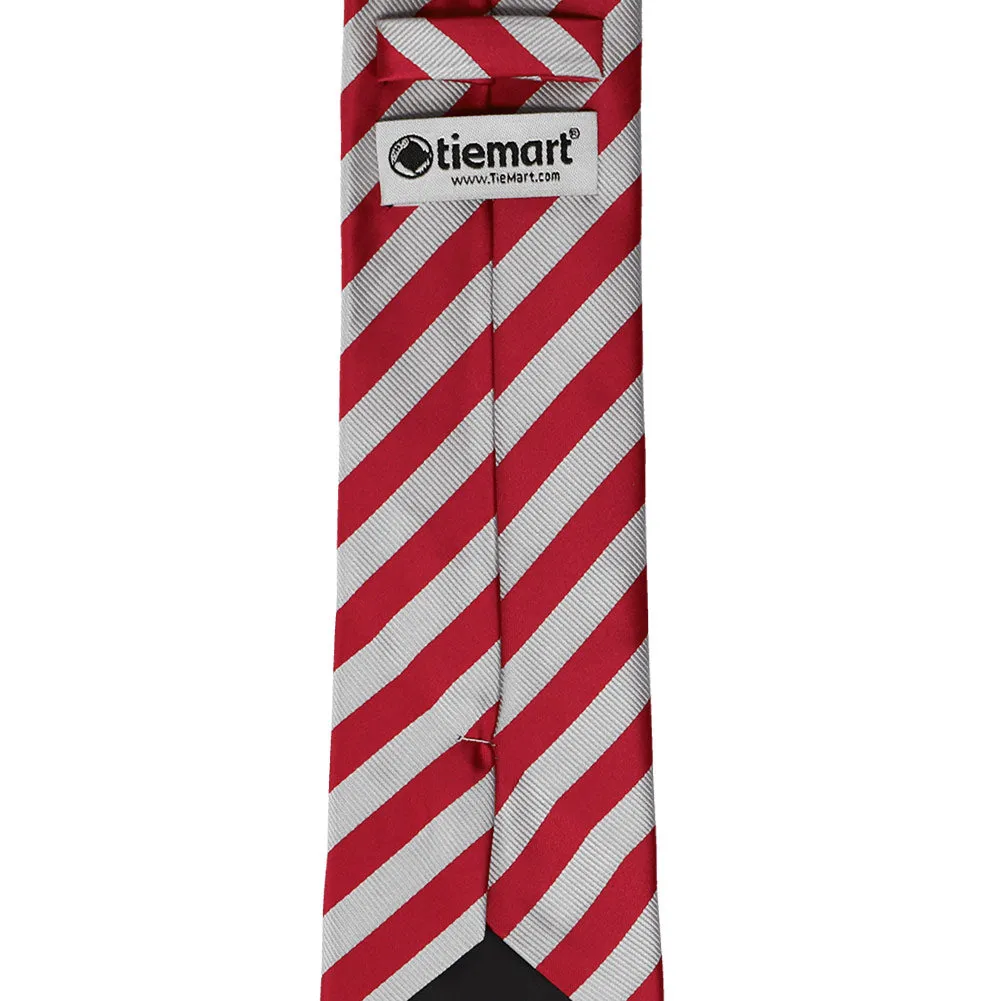 Red and Silver Formal Striped Tie sold by TieMart product image thumbnail 3