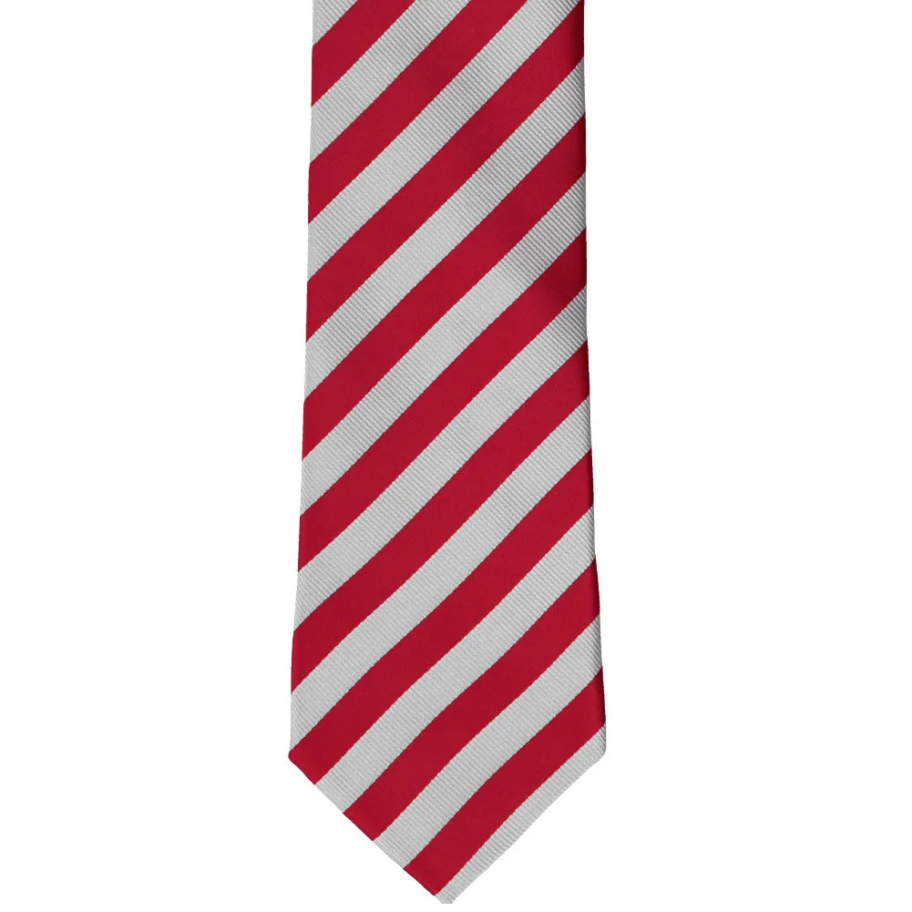 Red and Silver Formal Striped Tie sold by TieMart product image thumbnail 2