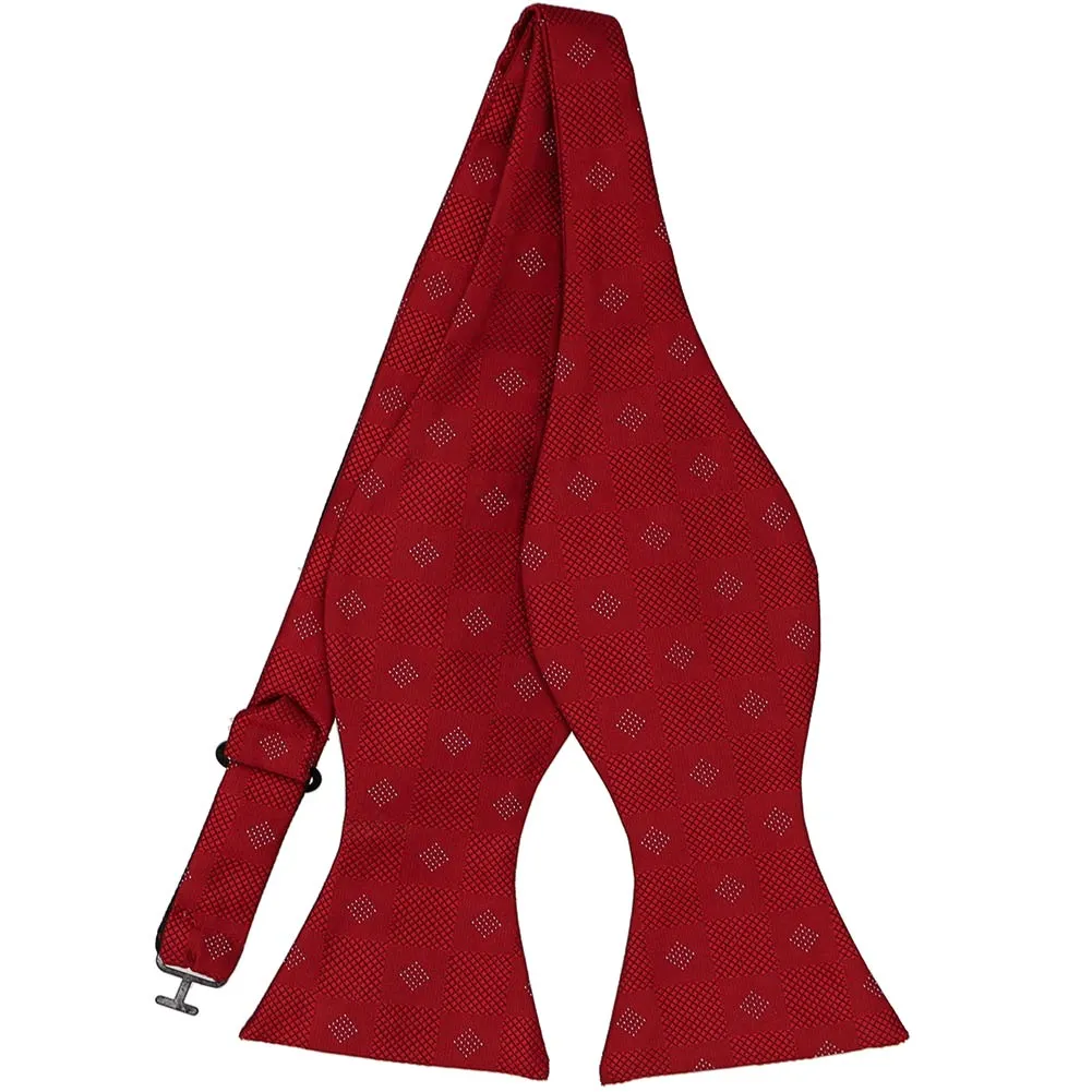Red Denali Checkered Self-Tie Bow Tie sold by TieMart