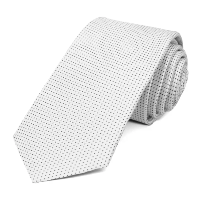 White Arcadia Dotted Slim Necktie sold by TieMart