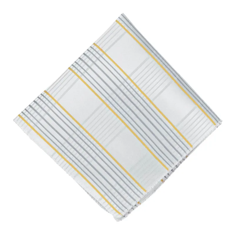 Soft Gray Jeffrey Plaid Pocket Square sold by TieMart