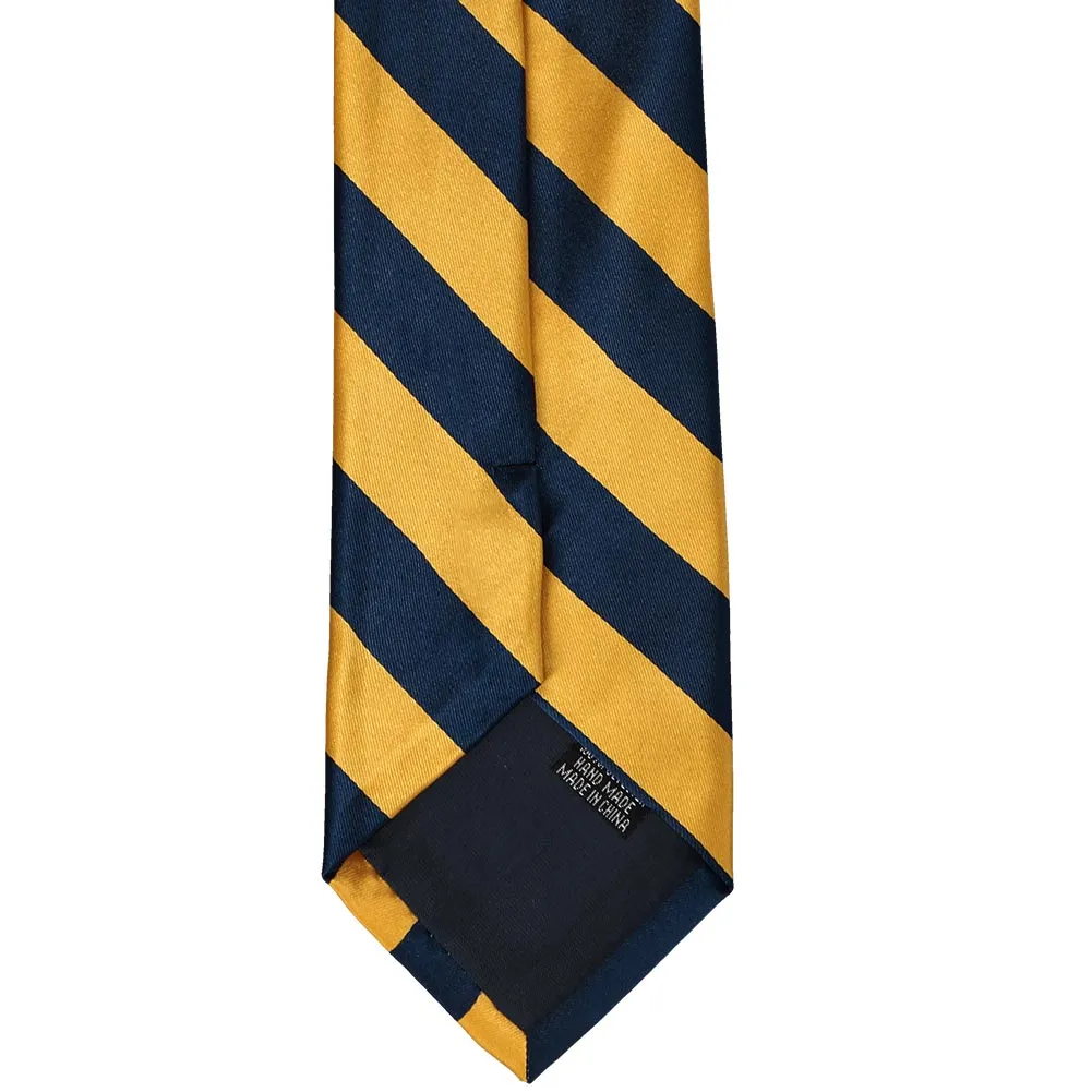 Navy Blue and Gold Bar Striped Tie sold by TieMart product image thumbnail 5