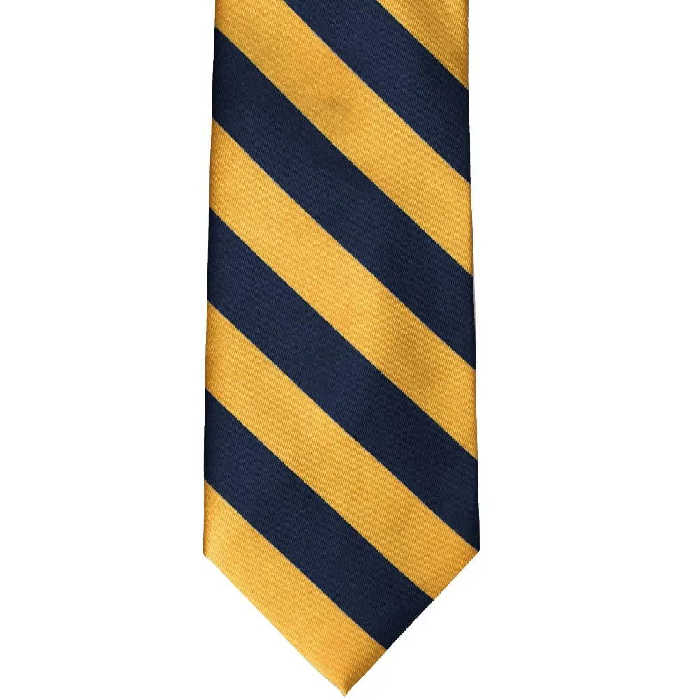 Navy Blue and Gold Bar Striped Tie sold by TieMart product image thumbnail 3