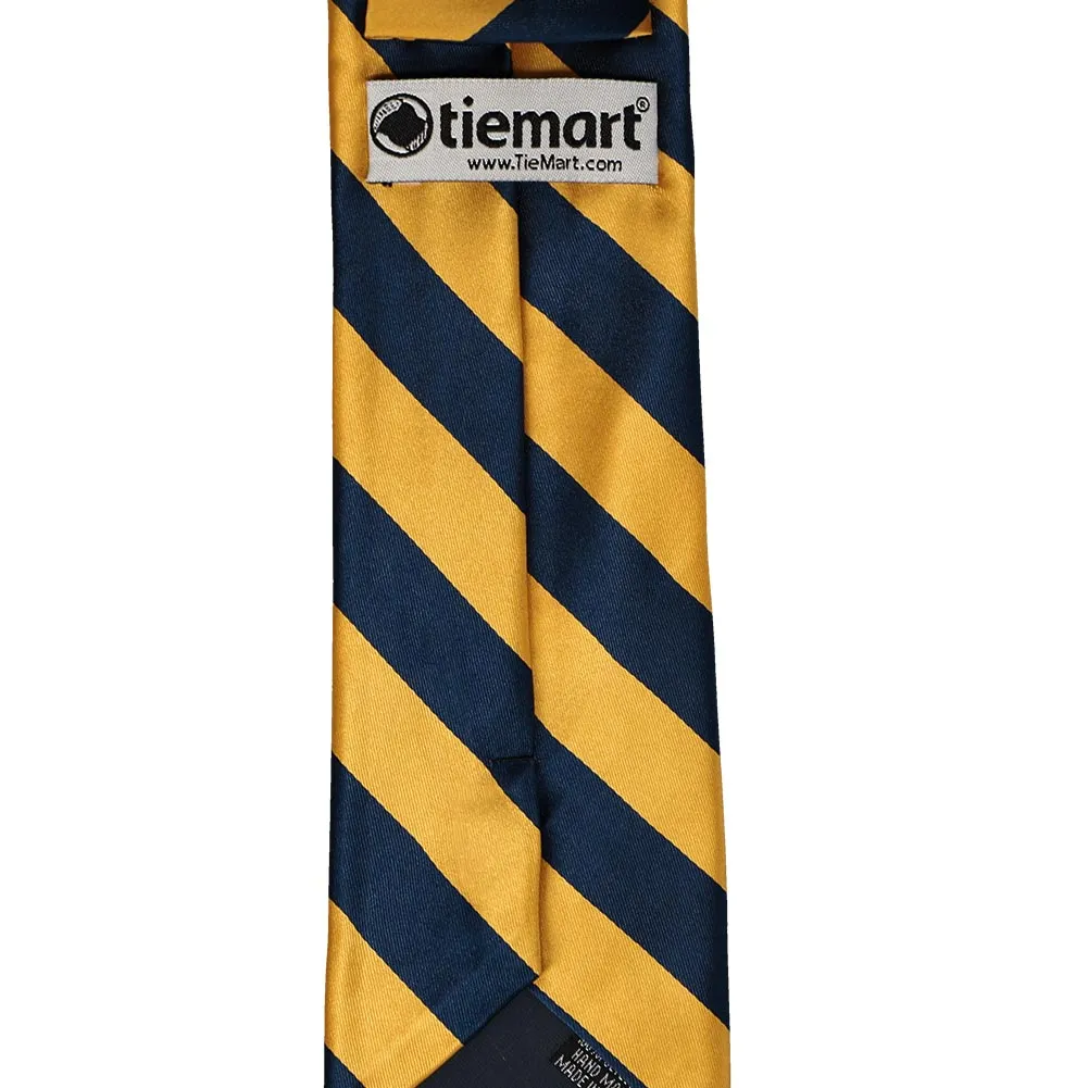 Navy Blue and Gold Bar Striped Tie sold by TieMart product image thumbnail 4