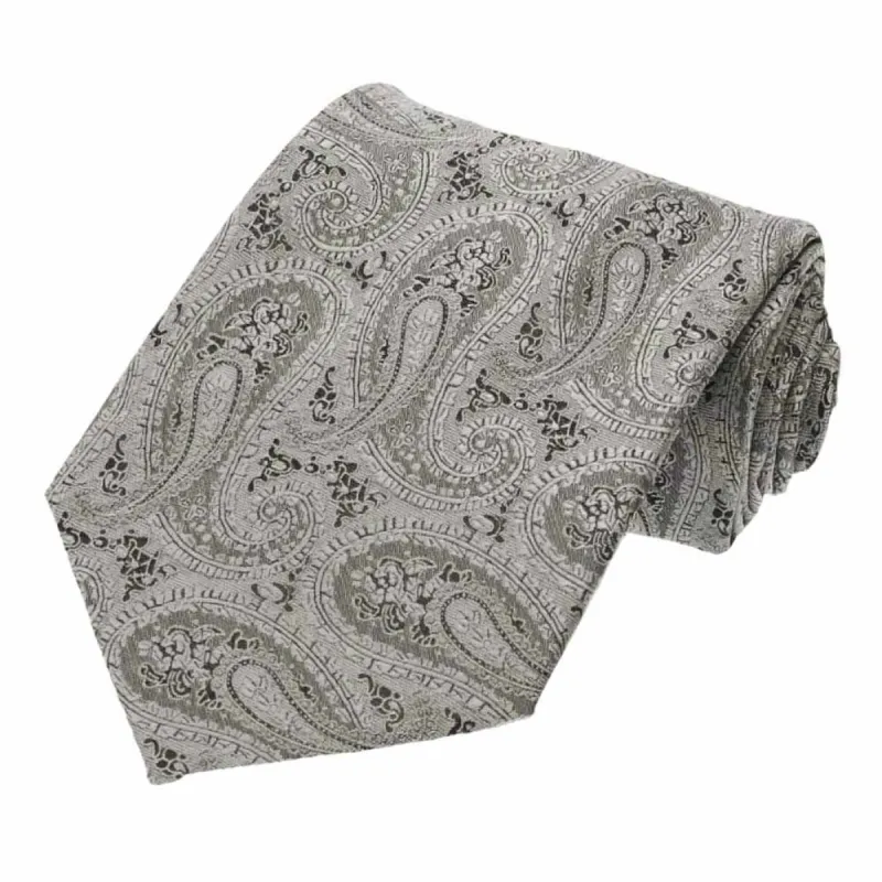 Gray Melville Paisley Extra Long Necktie sold by TieMart